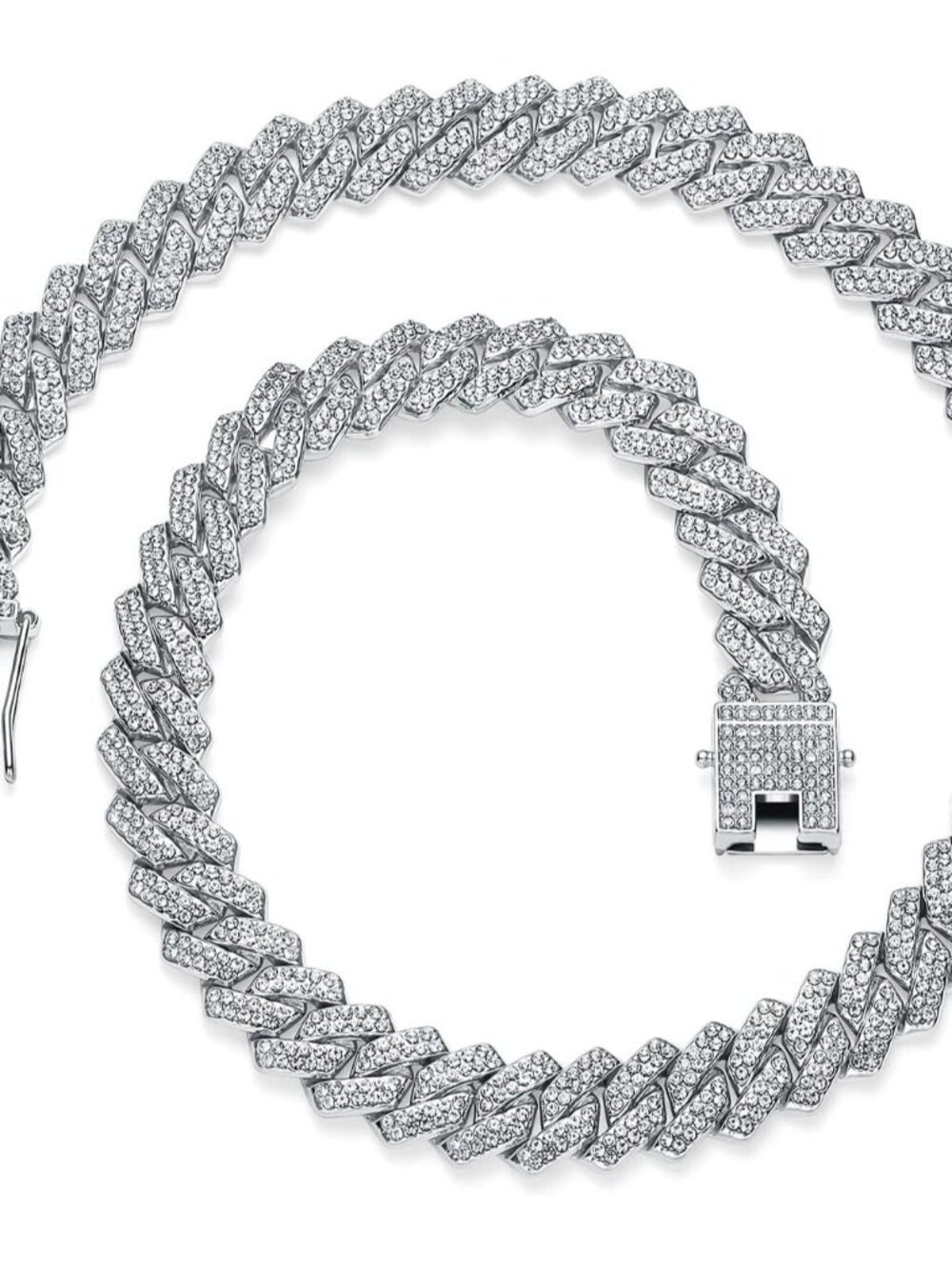 18K Gold-Plated Cuban Link Chain for Men and Women – Iced-Out Design in Silver/G